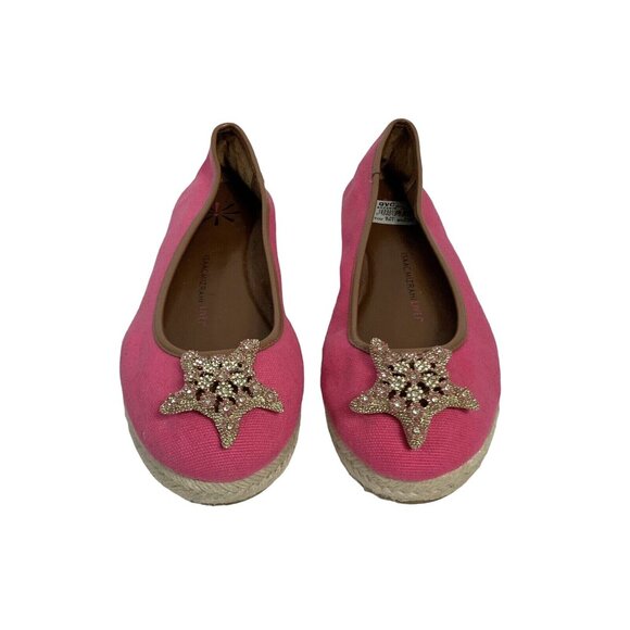 Isaac Mizrahi Starfish Espadrille Flat Shoes Sz 8 Pink Canvas Beaded Summer Vibe - Picture 11 of 12